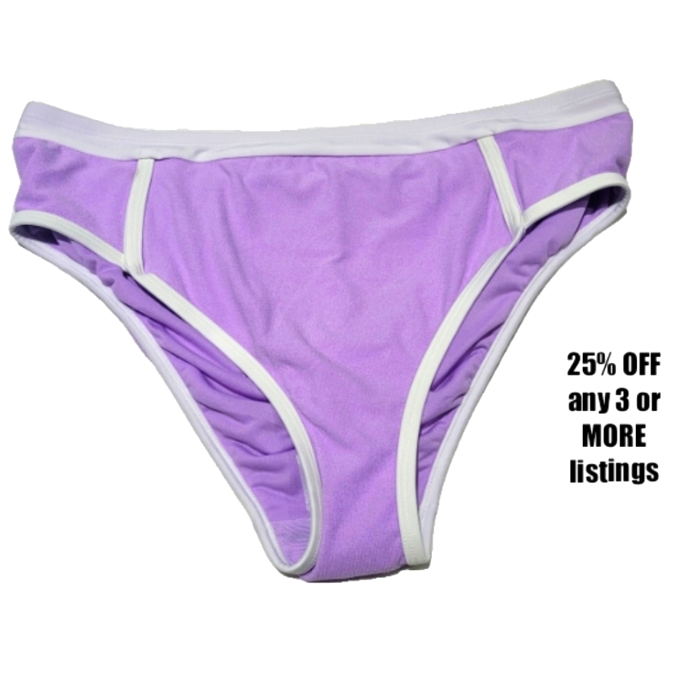 Lavender Bikini Bottom Size Swimsuit Swimwear 14W Terry Cloth High Rise Pool